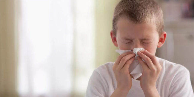 Ребёнок чихает при вирусном заболевании