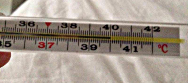 Градусник для измерения температуры тела на отметке в 40 градусов