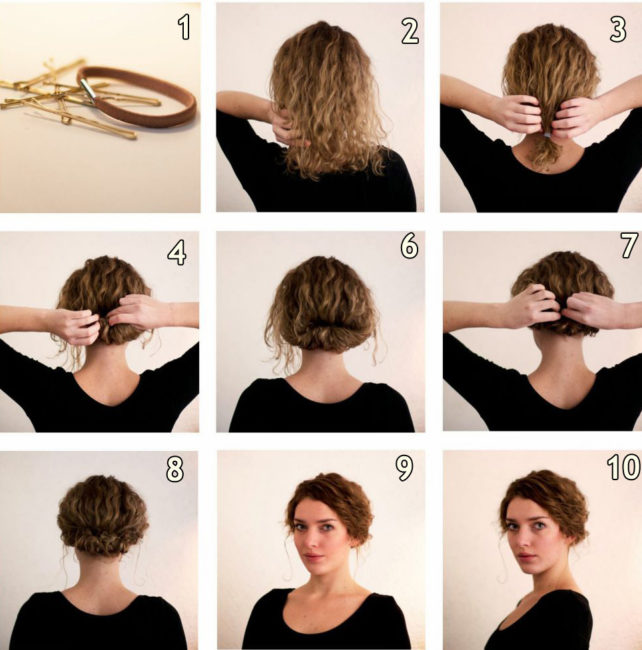 Пошаговый алгоритм создания вьющейся причёски на короткие волосы